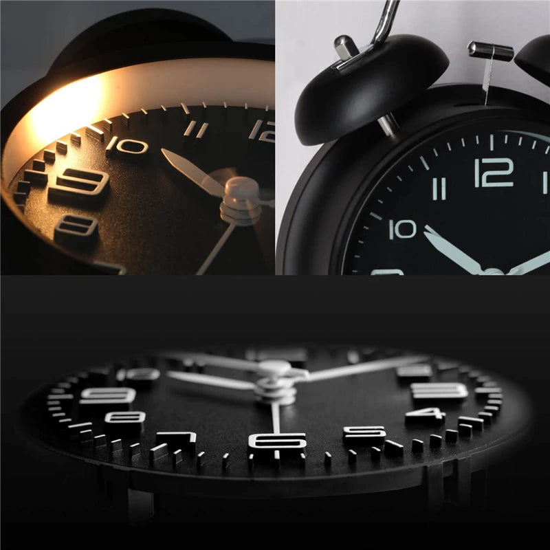 Réveil Métal Rétro 3D – Bruyant & Lumineux, Idéal Bureau & Maison