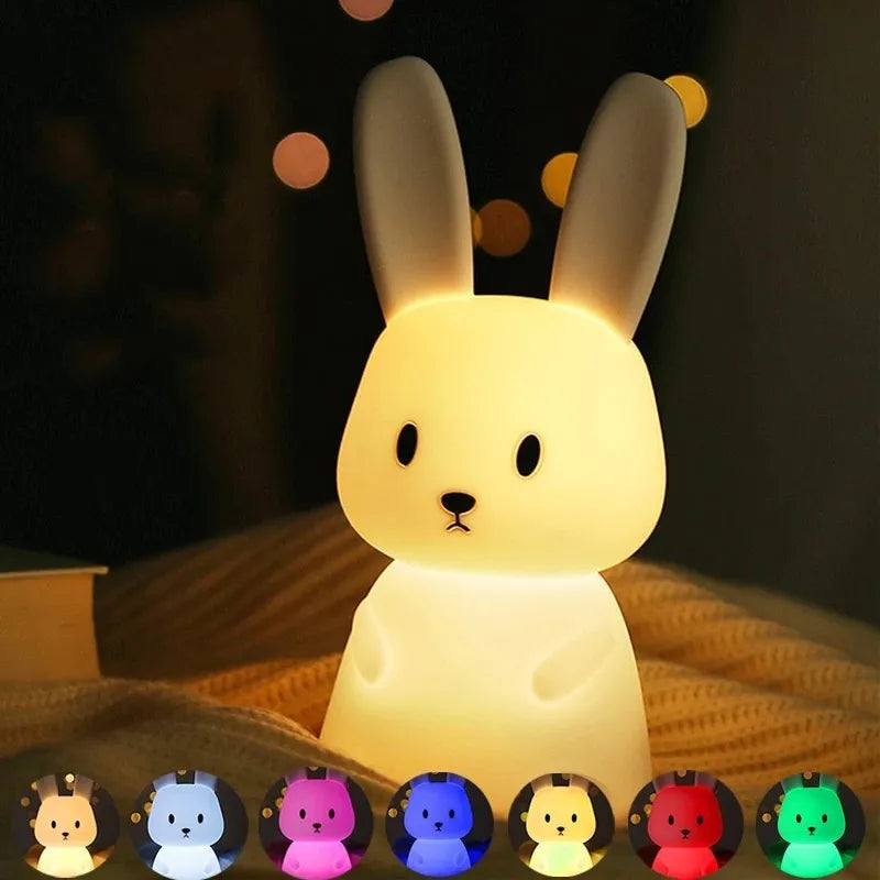 Lampe Lapin Silicone Tactile – Compagnon de Nuit Enfantin