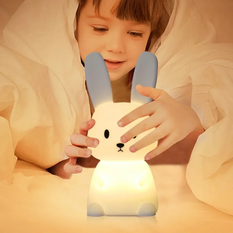 Lampe Lapin Silicone Tactile – Compagnon de Nuit Enfantin