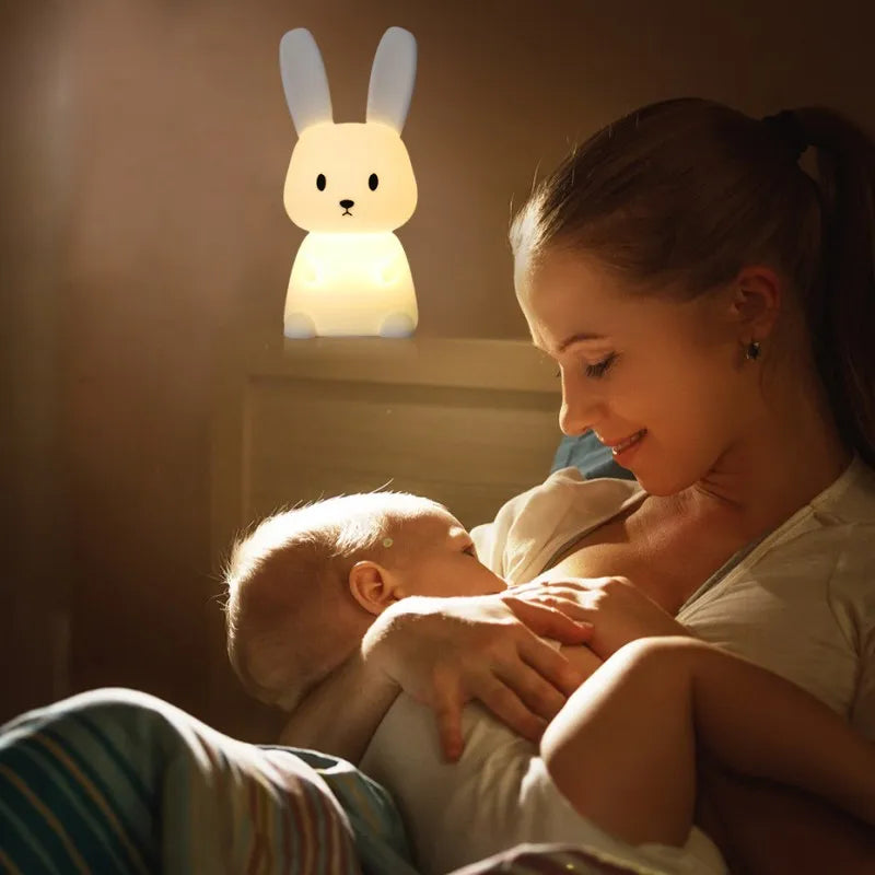 Lampe Lapin Silicone Tactile – Compagnon de Nuit Enfantin