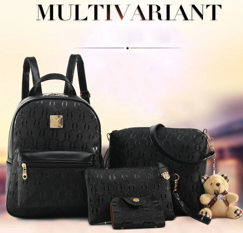 Sac à dos 4-en-1 Ours Rose – Style Étudiant & Cuir Recyclé